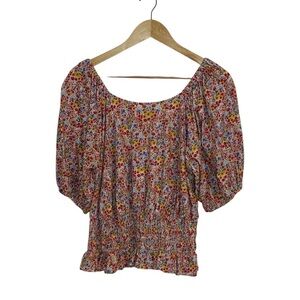 Loft bright calico Peasant Top, medium
